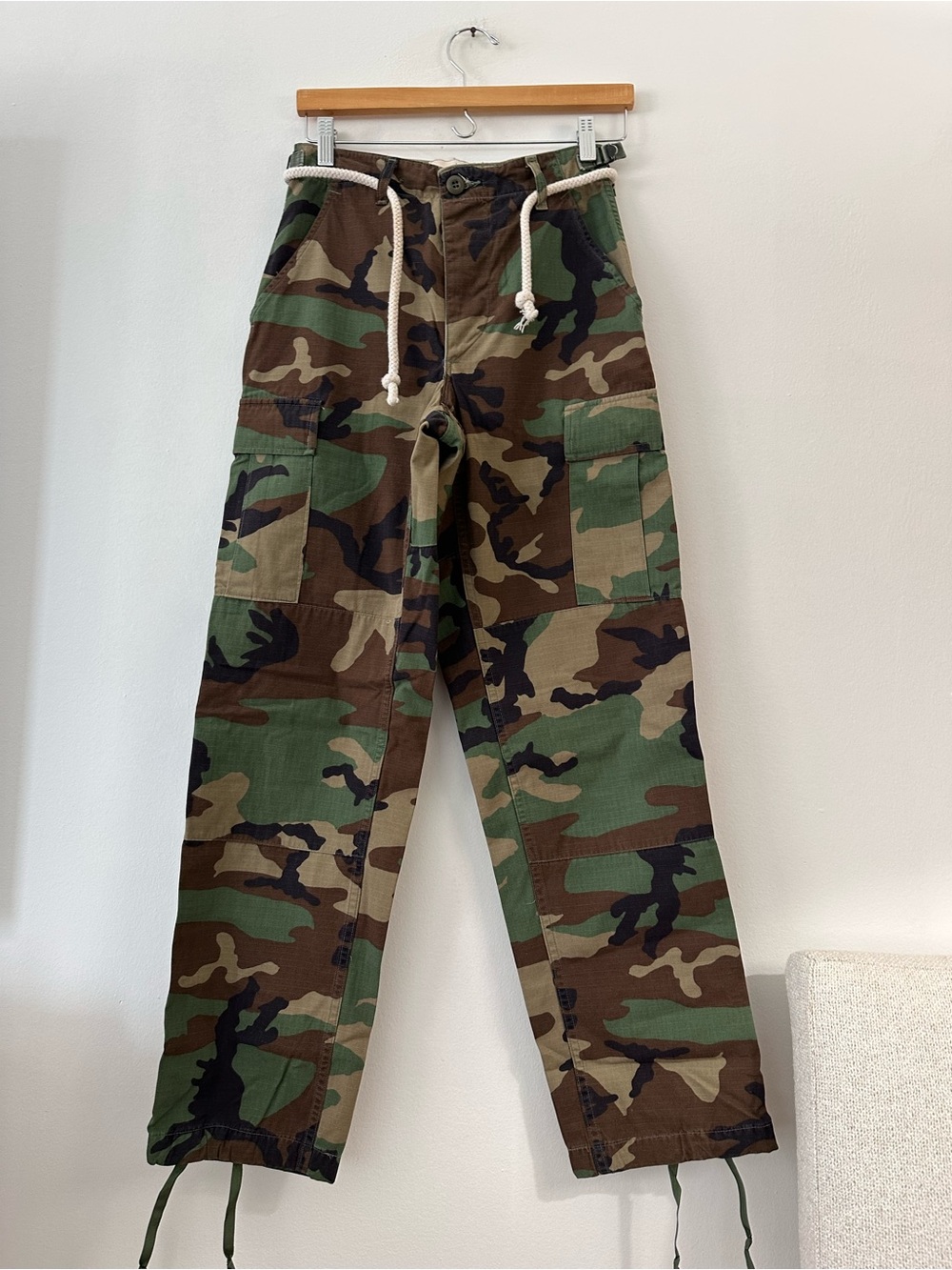 NWOT Riley vintage/repurposed camouflage cargo pants cotton chino size XS